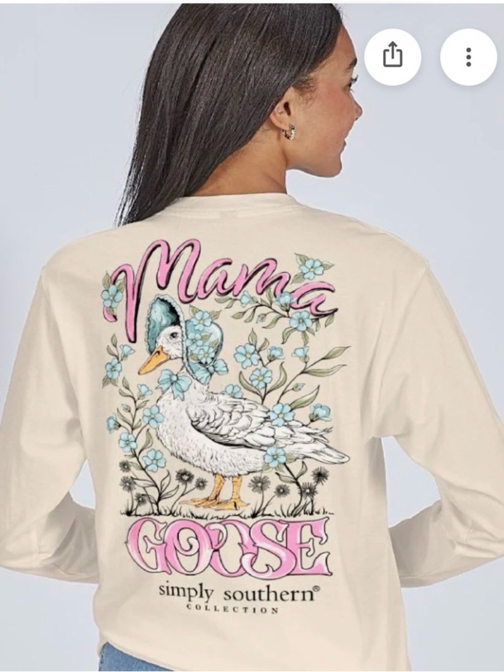 Simply Southern Cream Mama Goose Floral Back Graphic Long Sleeve
